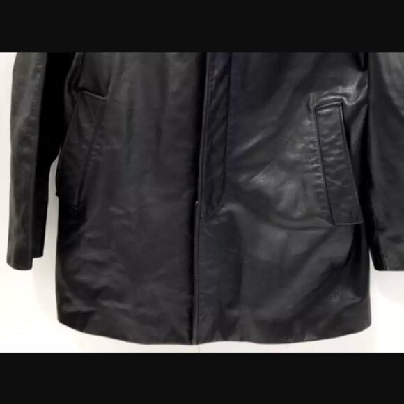 Vintage Y2K Banana Republic Leather Jacket L Blazer Men’s Moto Western Trench - Picture 3 of 10